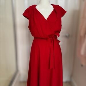 Calvin Klein Vibrant, Red, Midi, Wrap Dress